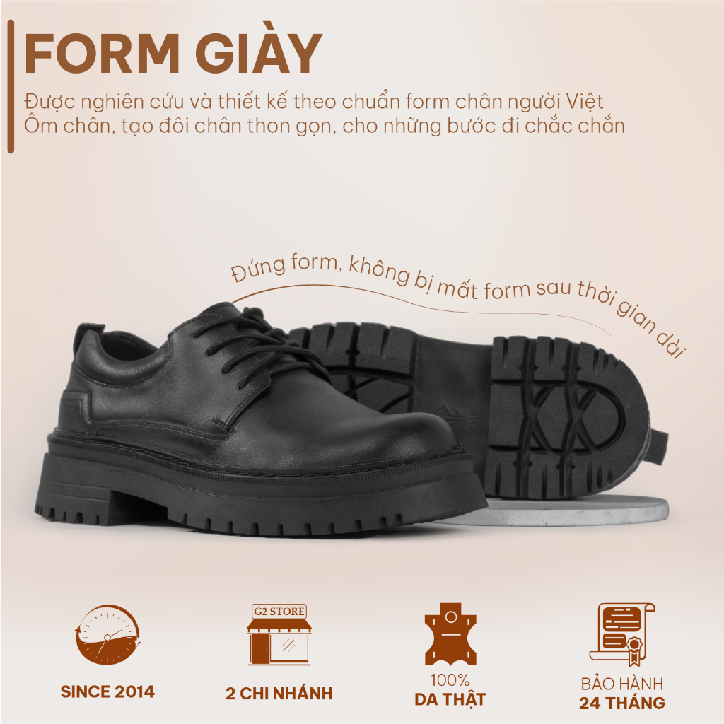 Chunky Derby G2 kiểu giày tây nam phong cách unisex streetwear, Giày da nam cao cấp đế đúc cao su bảo hành 24 tháng | BigBuy360 - bigbuy360.vn