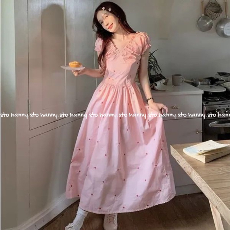 HANNY V9 Váy hoa nhí cổ tim