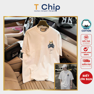 Áo phông tay lỡ form rộng TChip H128 thun unisex nhiều màu lựa chọn cổ tròn nam nữ Oversize in hình
