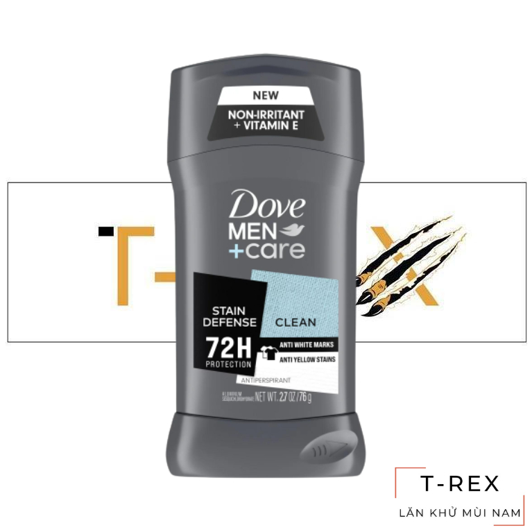 Lăn Sáp Khử Mùi Nam Dove Men Care Stain Defense Clean 76g (Sáp Trắng - Chống Vàng Áo )