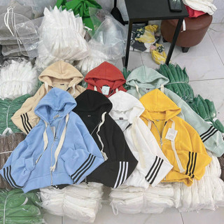 Áo Hoodie Zip Nỉ Ngoại Dơi Lửng 3 Sọc Tay - Áo Khoác Nỉ dây kéo Unisex (HD100C - Ảnh Thật)