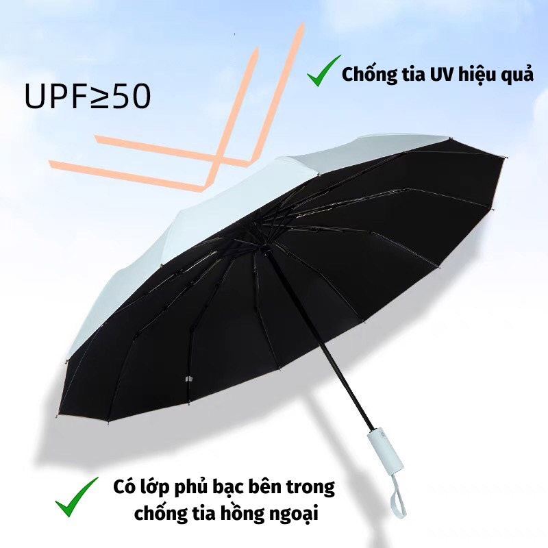 Ô dù che nắng, ô che mưa 2 chiều tự động gấp gọn chống tia UV 10 nan chịu lực cao cấp