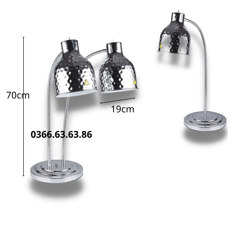 Đèn buffet, đèn hâm và giữ nóng thức ăn cho tiệc buffet. chất liệu inox, đồng, inox, kích thước 27x70cm