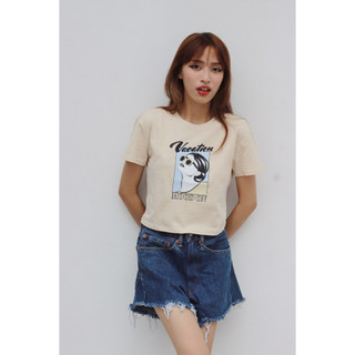 CHICBAE21 - Áo crop in Vacation mode be đậm