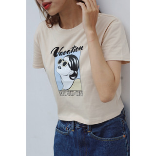 CHICBAE21 - Áo crop in Vacation mode be đậm