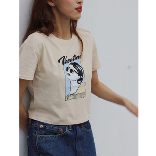 CHICBAE21 - Áo crop in Vacation mode be đậm