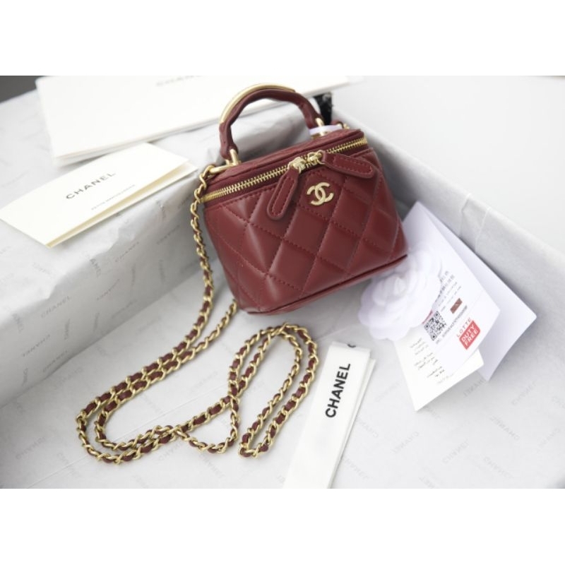 Túi xách nữ C.N mini quai xách kim loại siêu xinh da thật 100% sz10.5cm phom đẹp phụ kiện chuẩn