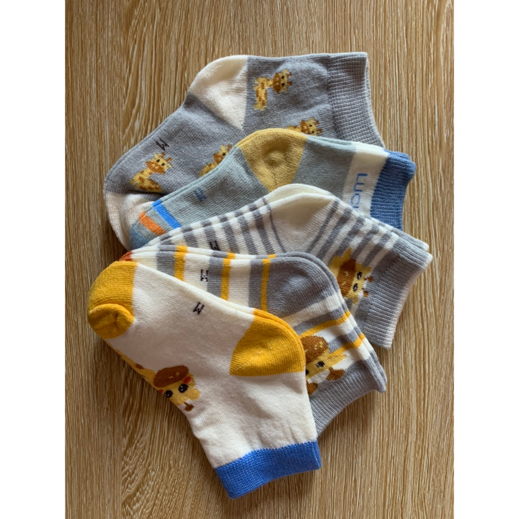 Set 5 Đôi Tất Hươu Cao Cổ Cho Bé Trai Bé Gái Hàng Xuất Từ 1-7 Tuổi 100% Cotton Tất Trẻ Em Siêu Mềm Mịn Co Dãn CS205