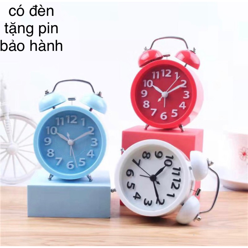 Đồng hồ báo thức Chuông đôi to chạy kim mặt số in nổi (ảnh thật