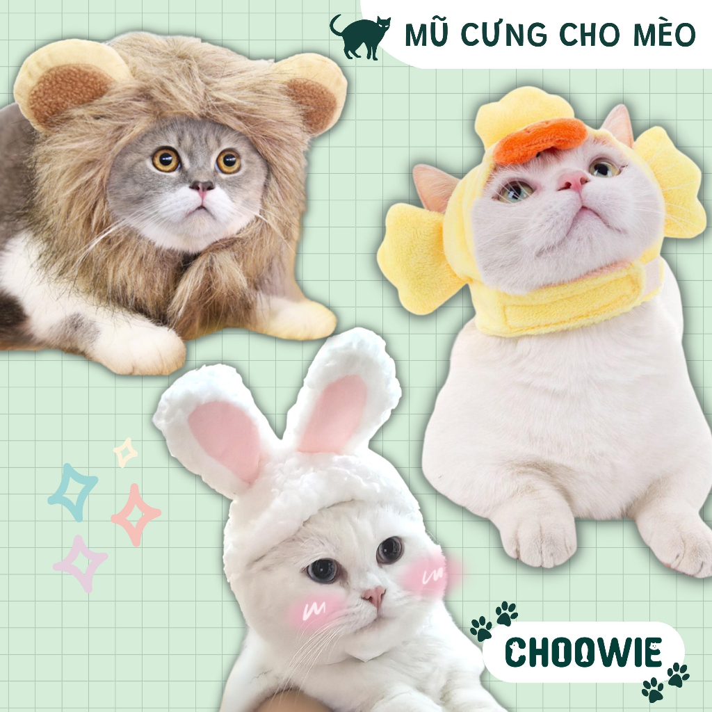 Nón thú cưng nhiều kiểu dáng THỎ, SƯ TỬ, VỊT cute | Phụ kiện thú cưng