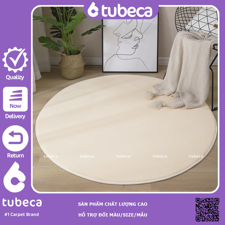 Thảm tròn trải sàn Decor 80cm 1m 1m2 1m6 có chống trượt | Nhung nỉ | TUBECA