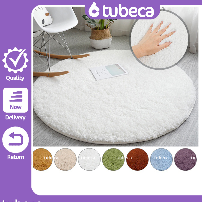 Thảm lông tròn 80cm 1m 1m2 1m6 Decor trải sàn phòng ngủ phòng khách đẹp | TUBECA