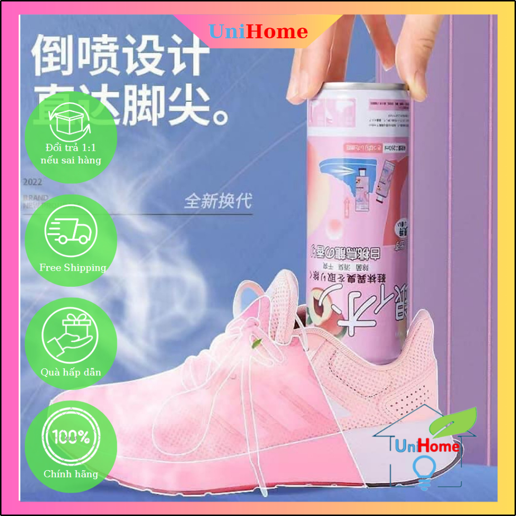 Chai xịt khử mùi giày đa năng, khử mùi hôi giày, chân, tất, tủ giày lâu năm bằng tinh chất nano bạc