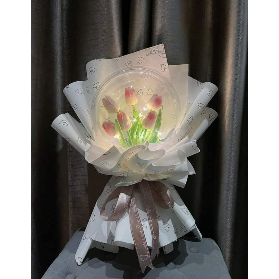 Bóng tròn meka trong suốt size 20cm phối hoa bên trong xinh xắn bóng hot trend