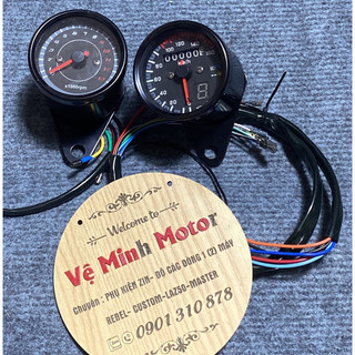 Đồng hồ tua máy - Đồng hồ km có báo số cafe racer