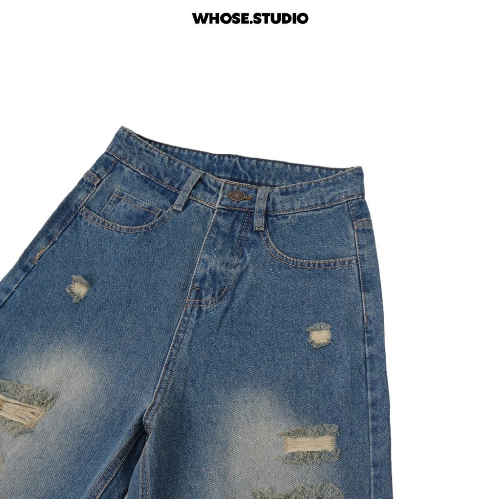 BLUE TORN WASH - Quần jeans xanh rách 1013