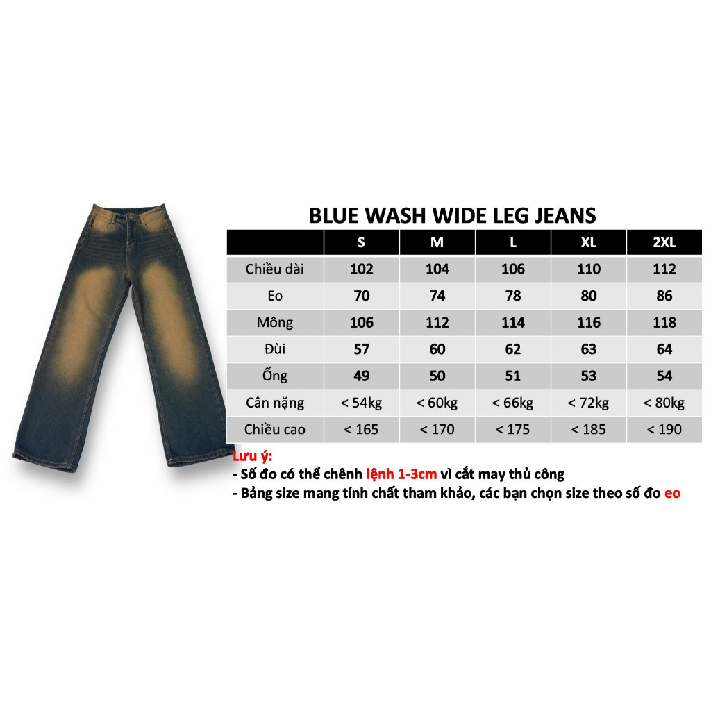 BLUE WASH VER2 WIDE LEG - Quần jeans xanh wax | BigBuy360 - bigbuy360.vn