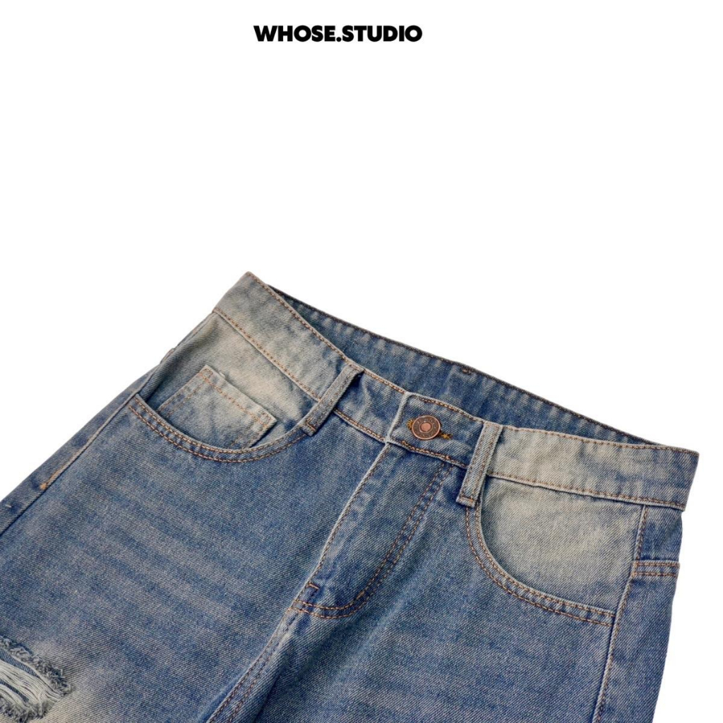 HEAVENN BLUE V2 WASH JEANS - Quần jeans xanh rách 1009