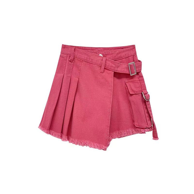 Chân Váy Jean màu hồng xếp ly chữ A ngắn nữ CV04 cạp cao chất liệu Denim phong cách dễ thương kèm quần trong 2023