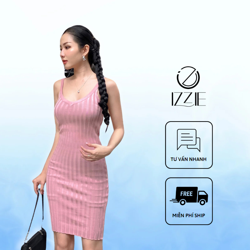 Váy cổ tim vân sọc IZZIE V378 - Năng động, chất co giãn thoải mái