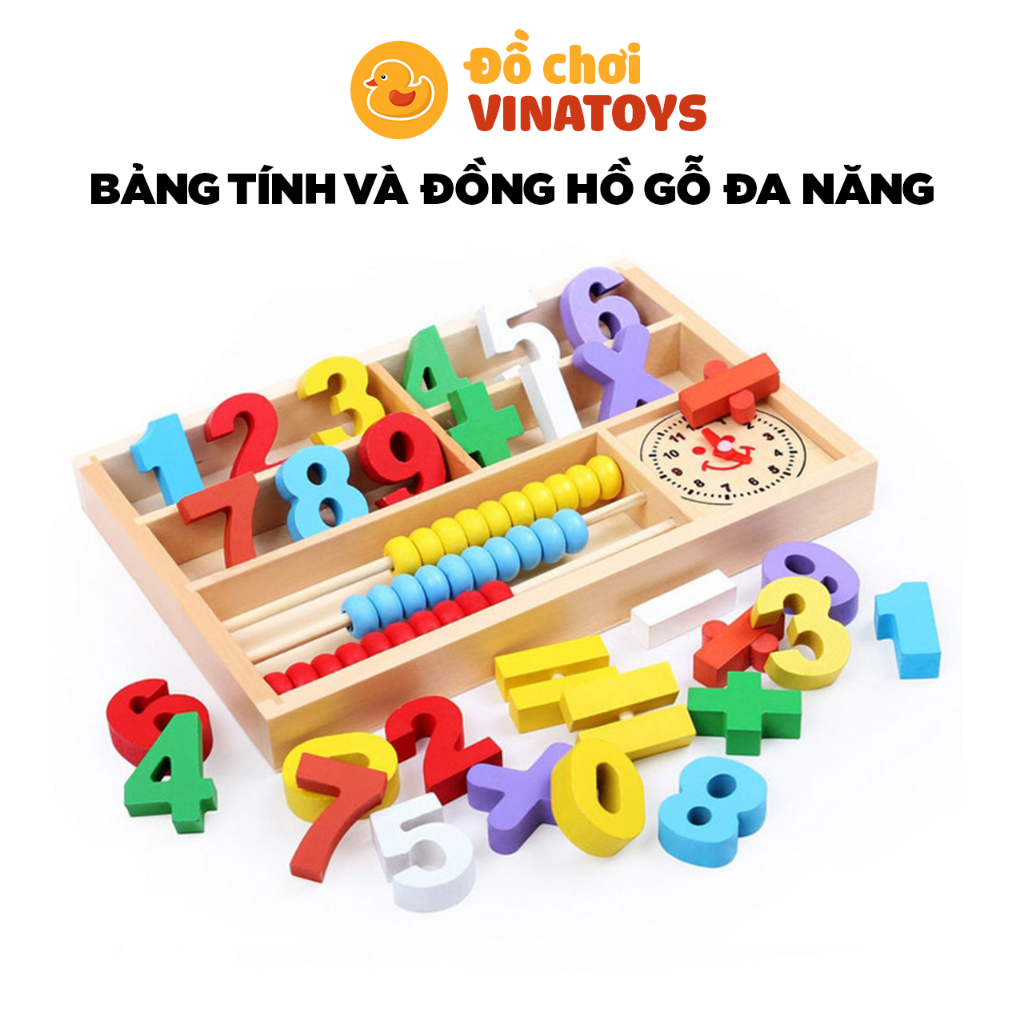 ĐỒ CHƠI GỖ CHO BÉ BẢNG TÍNH ĐỒNG HỒ ĐA NĂNG - ĐỒ CHƠI GỖ THÔNG MINH CHO BÉ VINATOYS