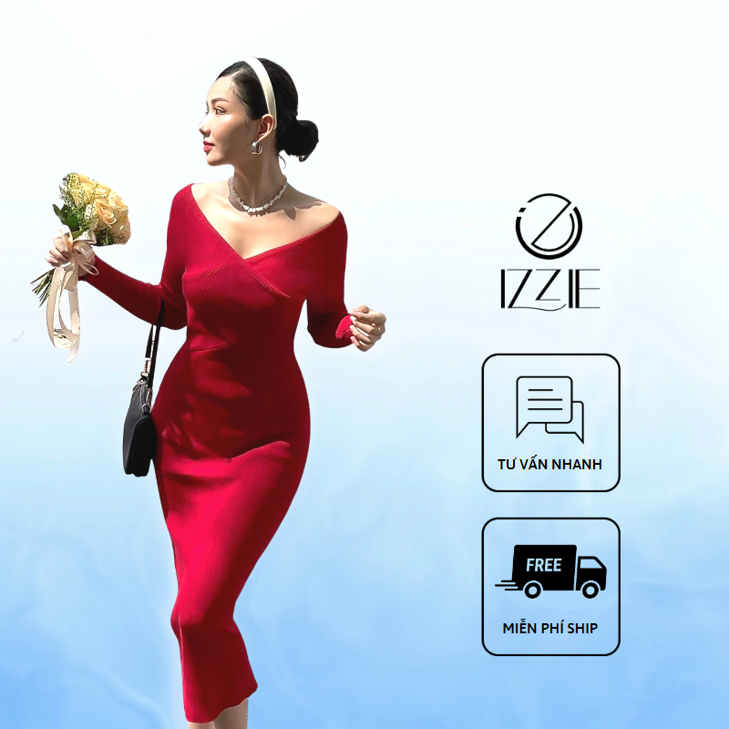 Váy body trễ vai chéo cổ IZZIE V294 tự tin xuống phố