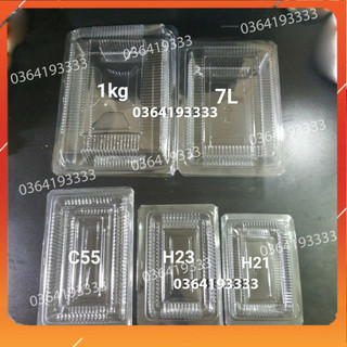 Hộp nhựa dùng 1 lần H21 H23 C55 0.7kg 1kg combo 100 cái hộp nhựa trong đựng bánh, đồ ăn, hoa quả, bánh kẹo