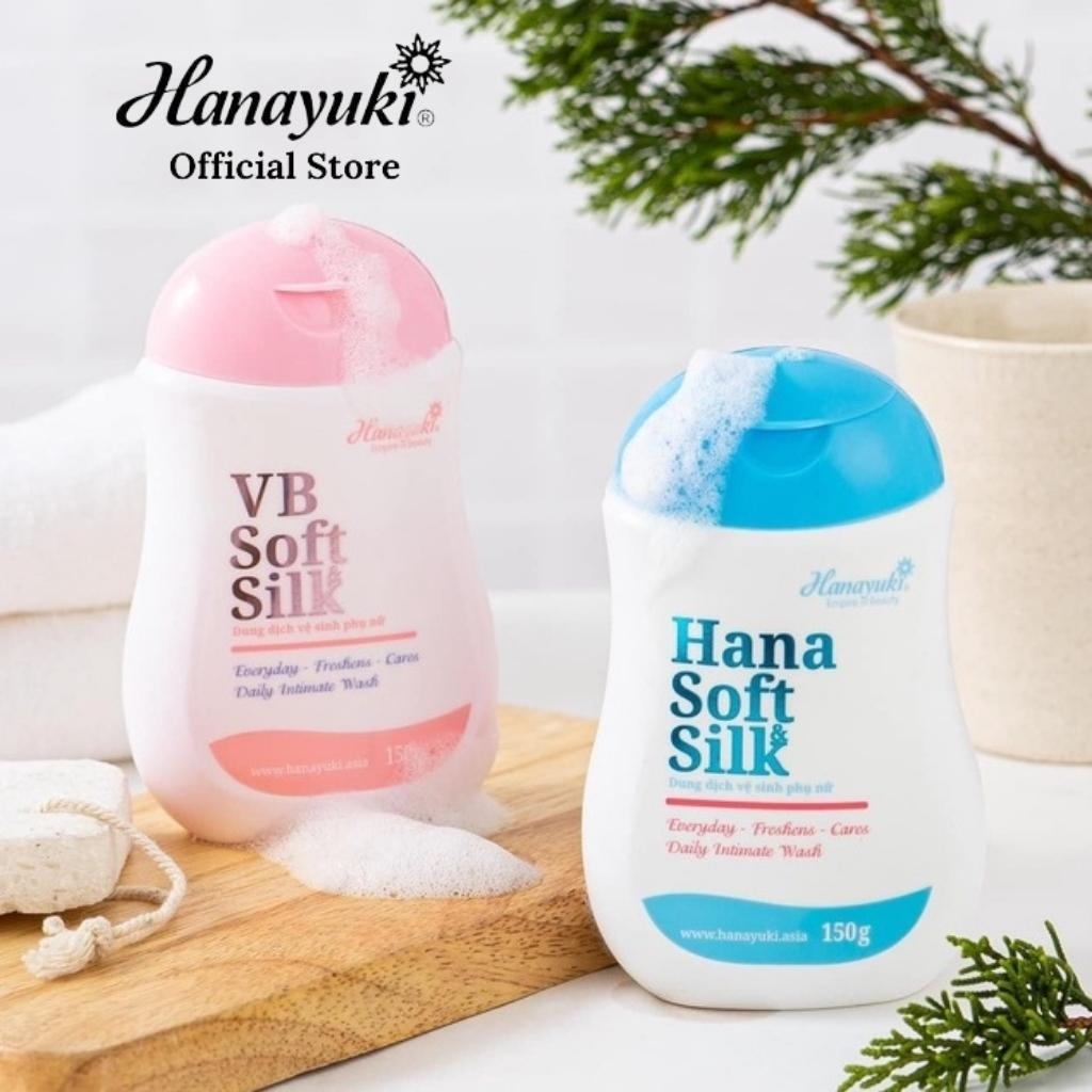 Dung Dịch Vệ Sinh Phụ Nữ Hana Soft Silk Hanayuki Chính Hãng Màu Xanh Giúp Khử Mùi Vùng Kín Cân Bằng pH 150g VS01