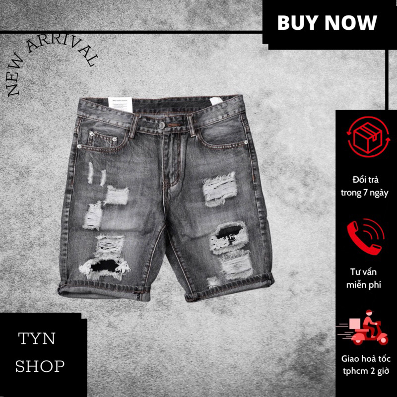 Quần short jean nam, quần jean chất liệu co giãn nhiều mẫu phối rách hiện đại (ảnh shop tự chụp)