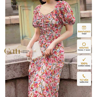 Đầm cati maxi hoa 2 màu siêu xinh a1523