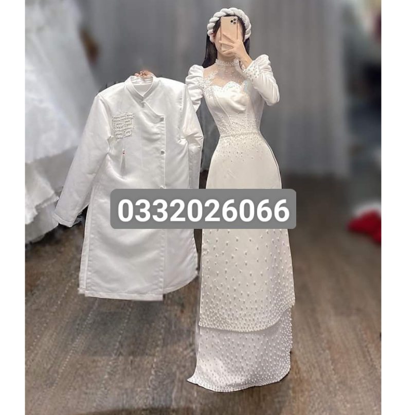Áo dài trắng cô dâu cưới hỏi dự lễ tiệc chụp ảnh KÈM QUẦN cam kết đẹp y như hình