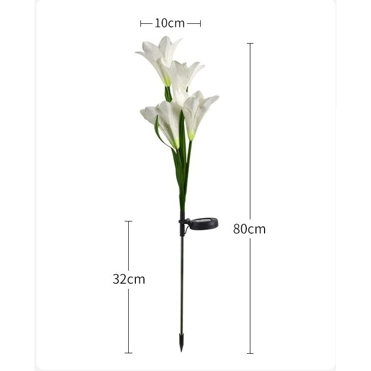 Đèn hoa ly năng lượng mặt trời trang trí ban công, sân vườn, ngoài trời, đèn led cảm ứng sáng tự động