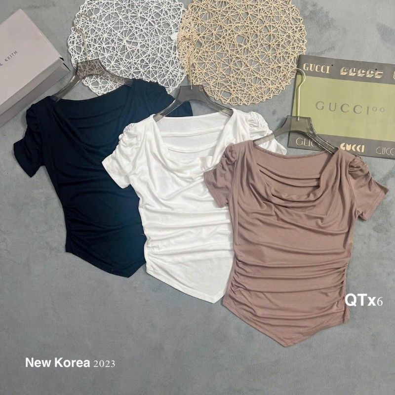 Áo thun cổ dây vạt nhọn hàng QC