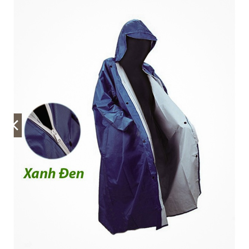 Áo Mưa Người Lớn Dây Kéo Trước Da Cá  Vải Dù Vân Tổ Ong  Siêu Bền, Chống Thấm Cao Cấp