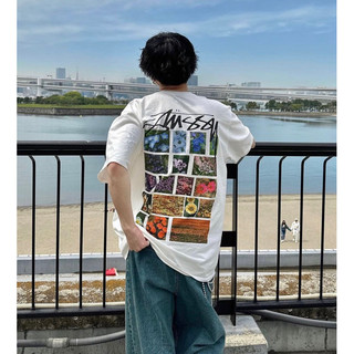 Stussy flower grid black/ white, áo thun stussy flower grid, form oversize unisex
