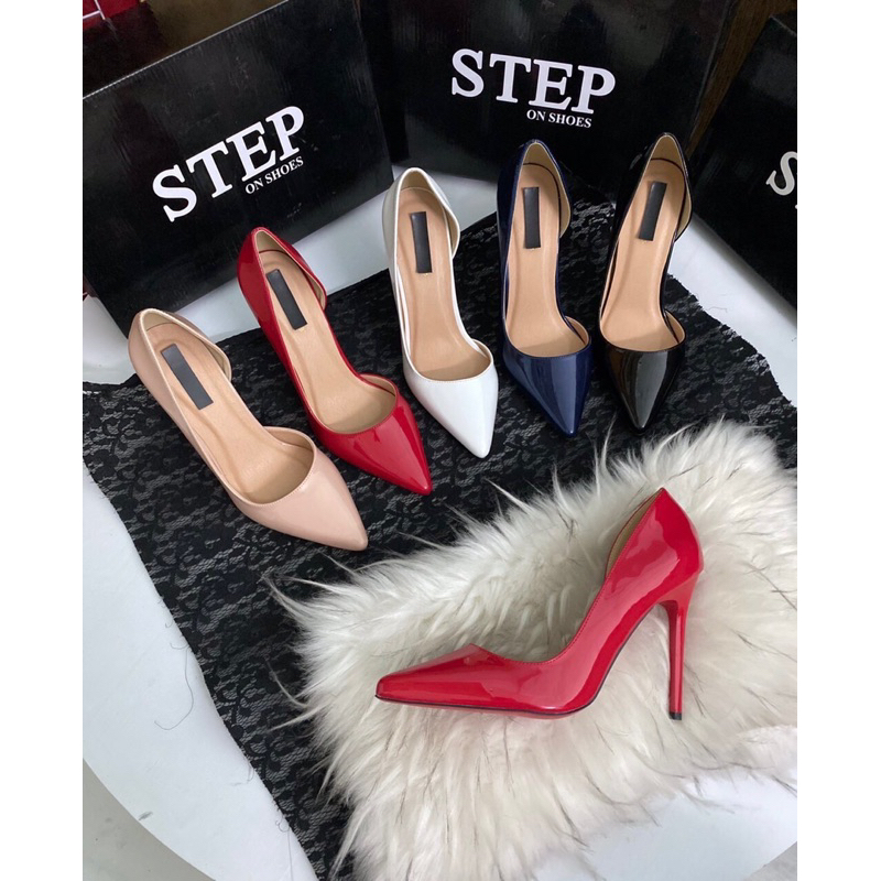 Giày Dép Cao Gót Hở Eo 7P, Da Bóng, Gót Nhọn - Hàng Cao Cấp - Full Size 34-39