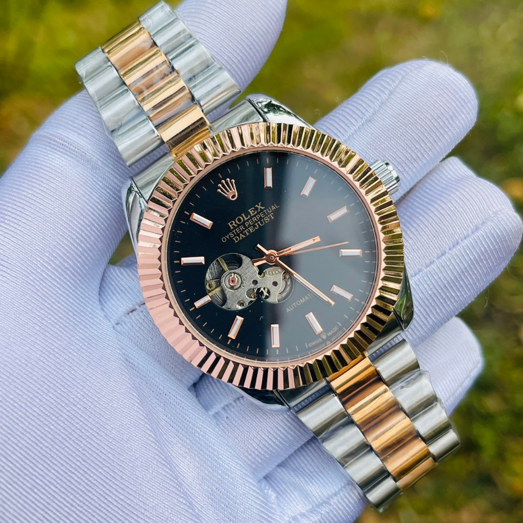 Đồng Nam đồng hồ Nam rolex date just dây đặc nguyên khối, mạ không rỉ cao cấp