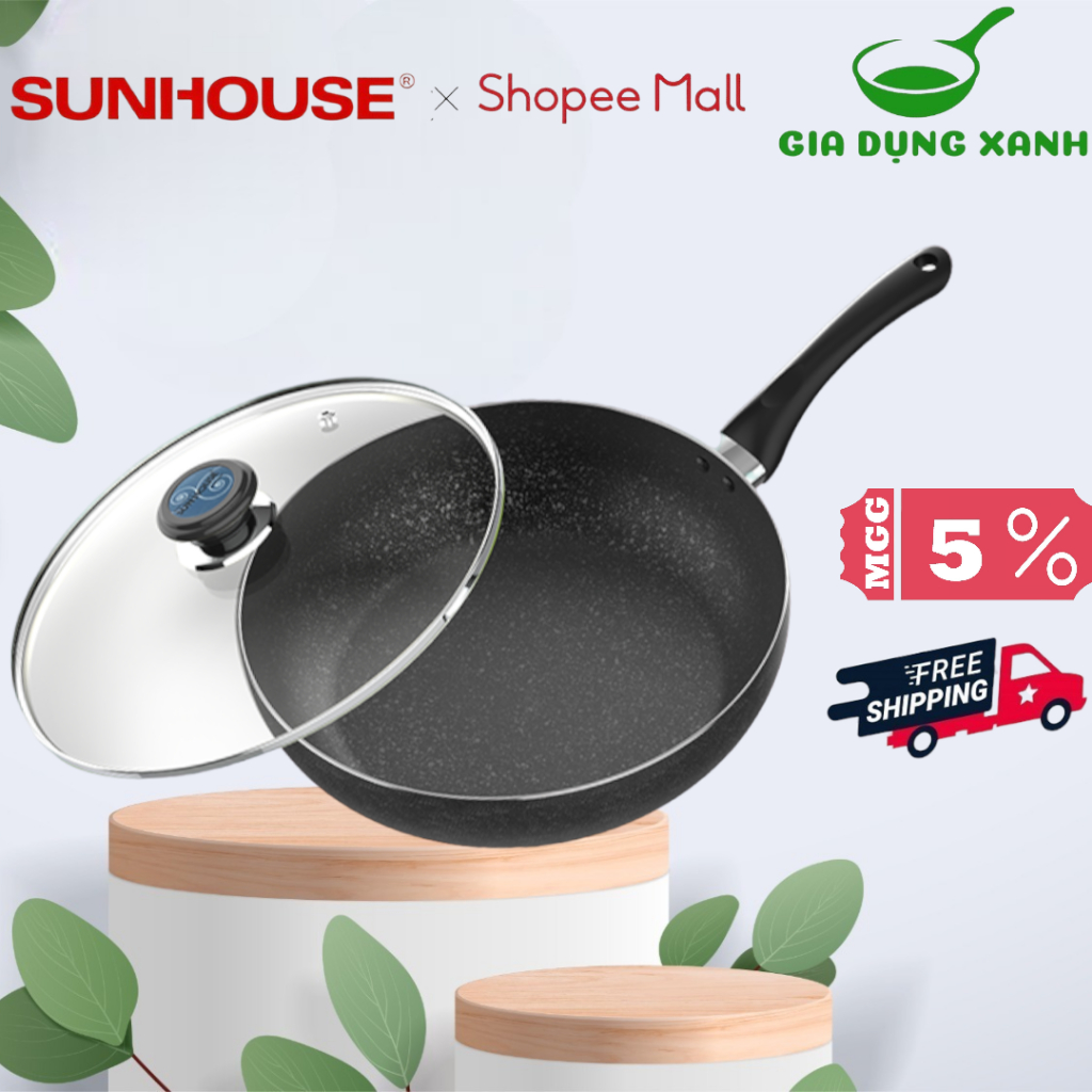 Chảo Chống Dính Bếp Từ Sâu Lòng SUNHOUSE kích thước 20 26 CM Siêu Dày (dùng được mọi loại bếp)