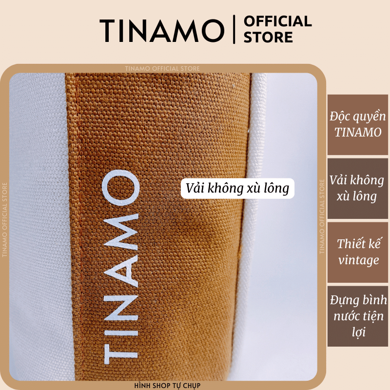 Túi vải Canvas đựng bình giữ nhiệt TINAMO, vải dày cao cấp, form đứng