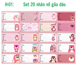Nhãn vở gấu dâu- gấu lotso- lotso bear