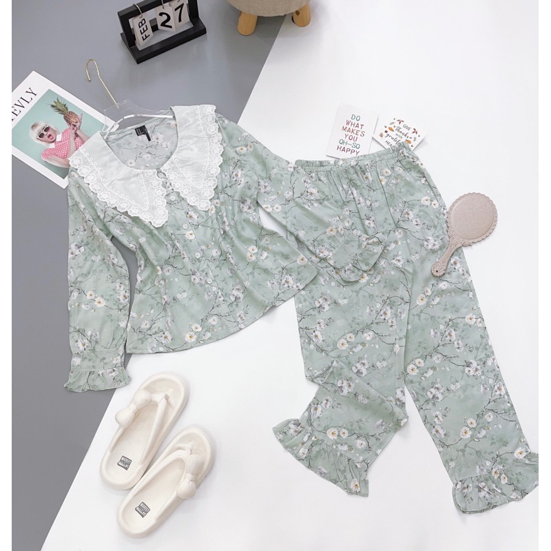 Bộ đồ Tole - đồ lanh tay dài quần 9 tấc hàng thiết kế F21 VNXK