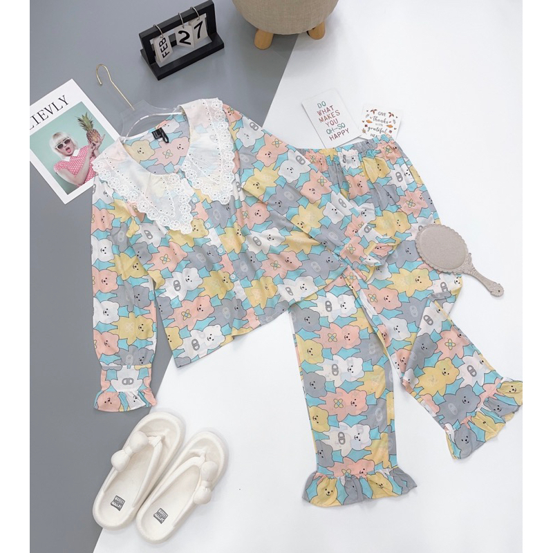 Bộ đồ Tole - đồ lanh tay dài quần 9 tấc hàng thiết kế F21 VNXK