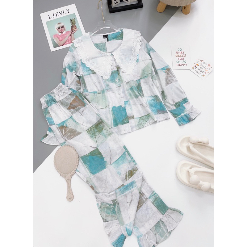 Bộ đồ Tole - đồ lanh tay dài quần 9 tấc hàng thiết kế F21 VNXK