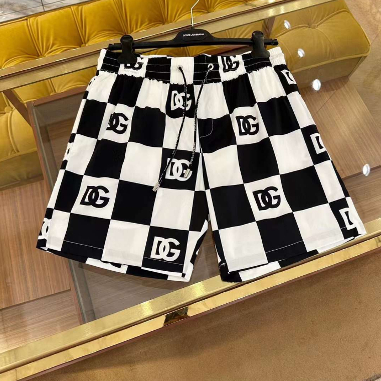 Quần short, ngố, đùi, cộc gió Dolce Gabbana họa tiết caro đen trắng logo DG LA 1-1 on web