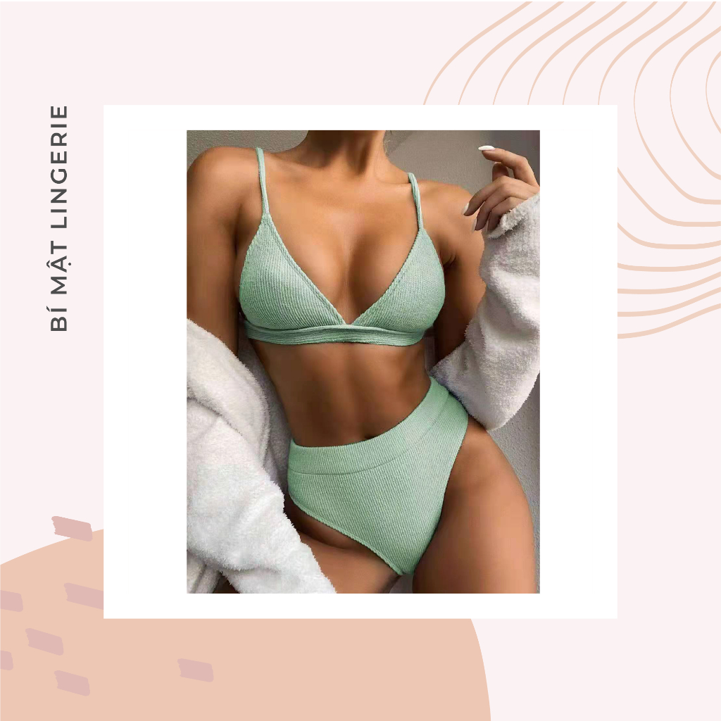 Bikini 2 mảnh cạp cao che bụng nhiều màu tôn da kín đáo che khuyết điểm