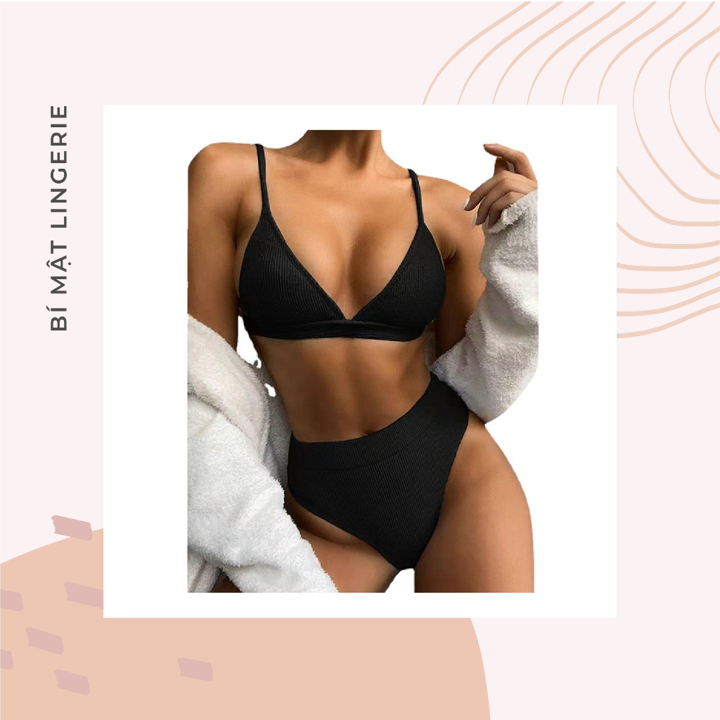 Bikini 2 mảnh cạp cao che bụng nhiều màu tôn da kín đáo che khuyết điểm