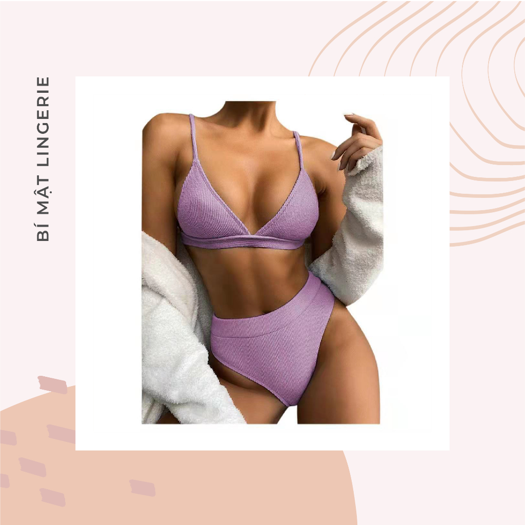 Bikini 2 mảnh cạp cao che bụng nhiều màu tôn da kín đáo che khuyết điểm