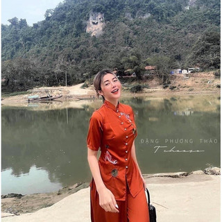 Đồ Lam Nữ Đi Chùa Mẫu Cá Ngọc Vải Lụa Satin