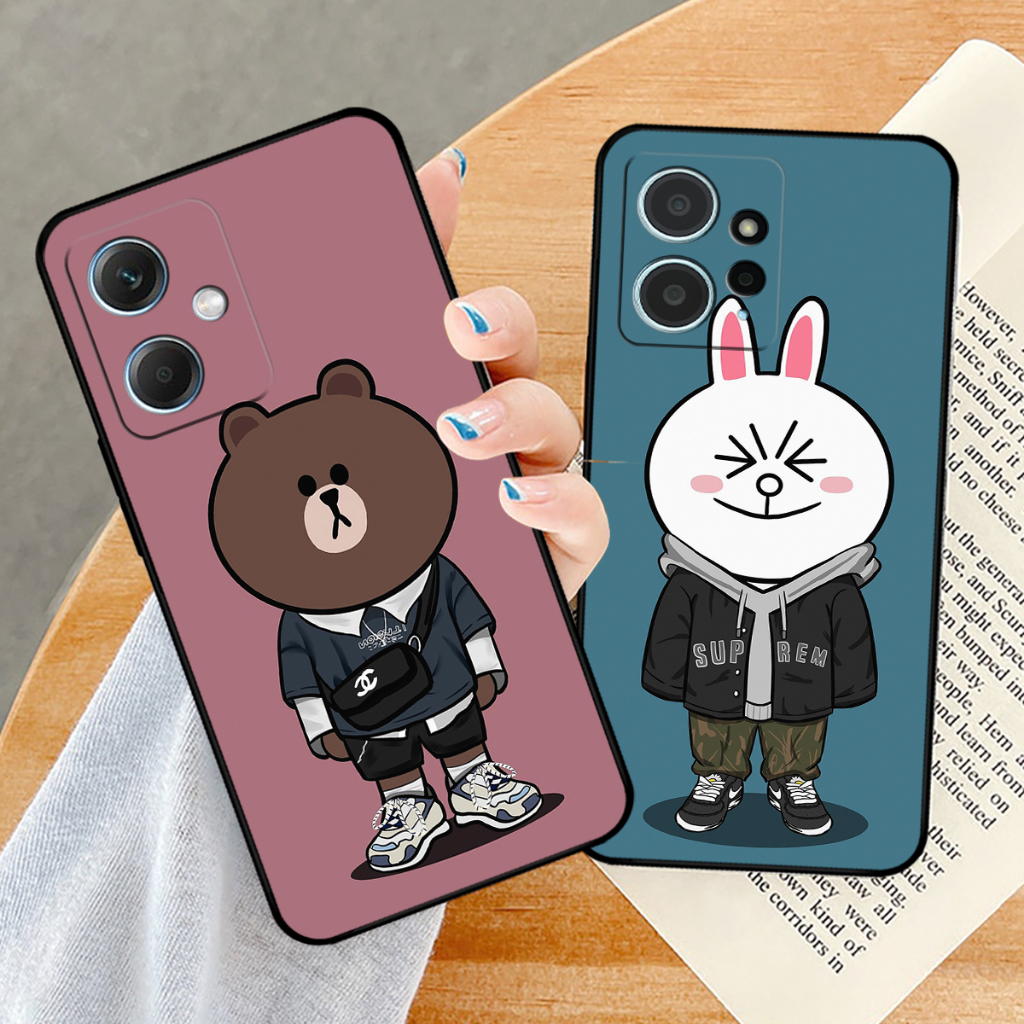 Ốp lưng Xiaomi Redmi Note 12 / Redmi Note 12 Pro in hình gấu nâu brown, thỏ trắng cony đáng yêu
