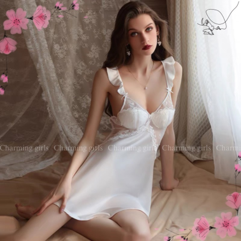 (VIDEO&ẢNH THẬT)Váy lụa hai dây cánh tiên phối lưới vỏ sò phối lưới có MÚT ngực cao cấp- MSP: SP918 | BigBuy360 - bigbuy360.vn